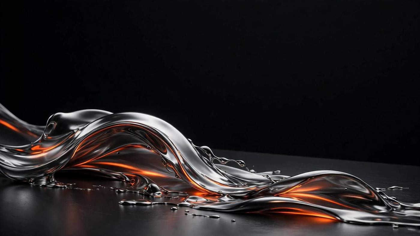 Orbit Fintech — liquid chrome 3D motion identity still