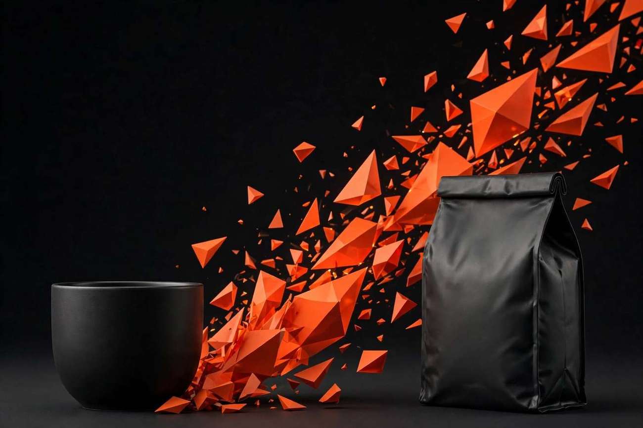 Pulse Coffee Co. — bold social campaign composition with coffee and orange shapes